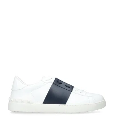 Valentino Garavani Open Leather Sneakers With Contrast Band And Stud Details Shoes In White