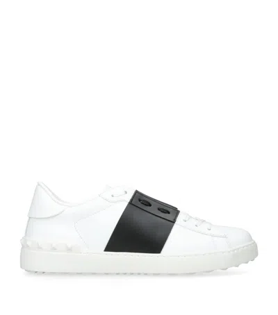 Valentino Garavani Open Leather Sneakers With Contrast Band And Stud Details Shoes In White