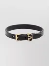 Valentino Leather Ovalette Bracelet Gold-tone Buckle In Black