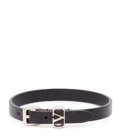 Valentino Garavani Leather Ovalette Vlogo Bracelet