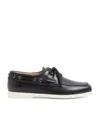 Valentino Leather Palm Avenue Boat Shoes In Black