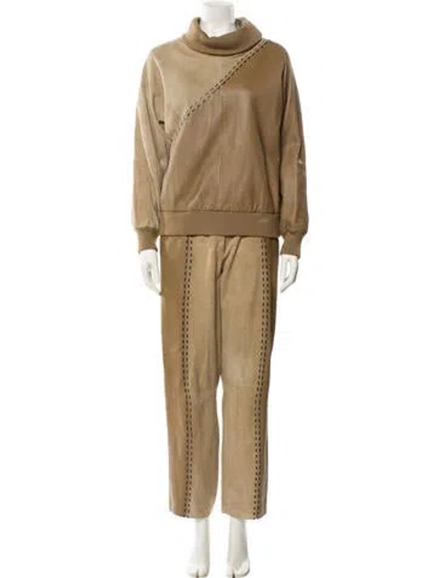 Pre-owned Valentino Leather Pant Set In Neutral