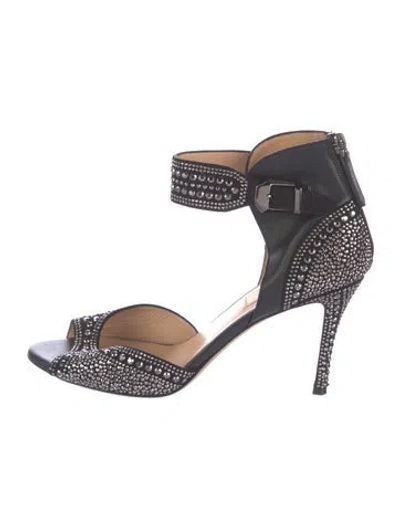 Pre-owned Valentino Garavani Leather Patterned D'orsay Pumps In Black