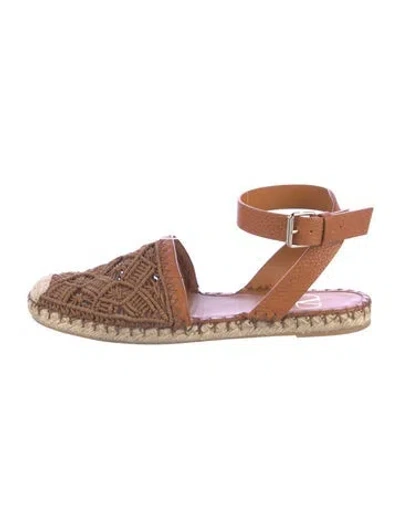 Pre-owned Valentino Garavani Leather Patterned Espadrilles In Brown