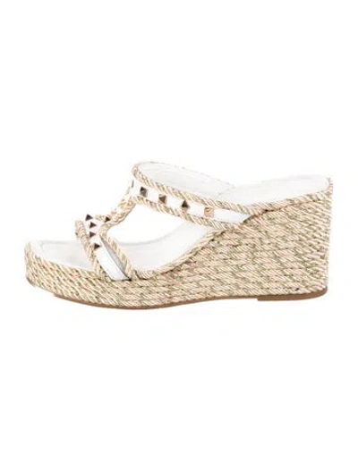 Pre-owned Valentino Garavani Leather Patterned Espadrilles In Multi