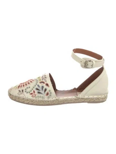 Pre-owned Valentino Garavani Leather Patterned Espadrilles In Neutral