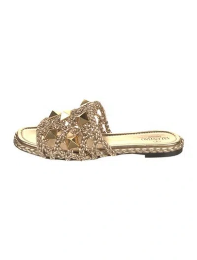 Pre-owned Valentino Garavani Leather Patterned Slides
