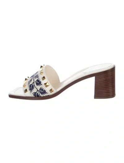 Pre-owned Valentino Garavani Leather Patterned Slides In Brown