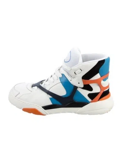 Pre-owned Valentino Garavani Leather Patterned Sneakers In White