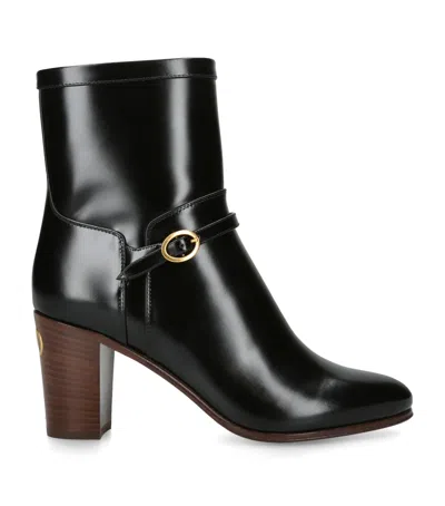 Valentino Garavani Leather Pattie Ankle Boots 75 In Black