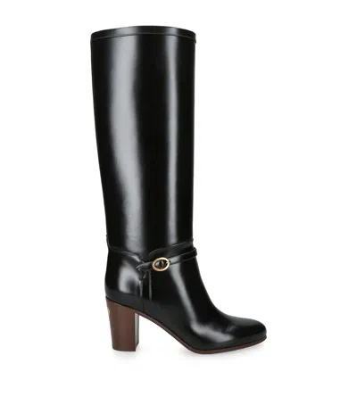 Valentino Garavani Pattie 75 Buckle-embellished Leather Boots In Black
