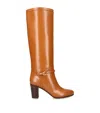 Valentino Leather Pattie Knee-high Boots 75 In Brown