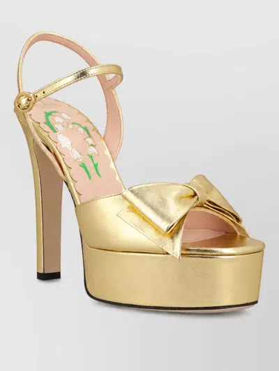 Valentino Garavani Leather Platform Sandals In Gold