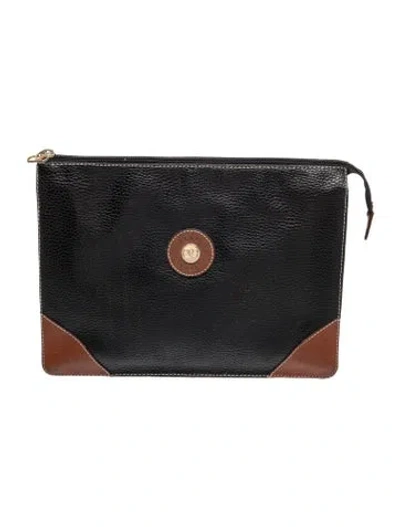 Pre-owned Valentino Garavani Leather Portfolio In Black