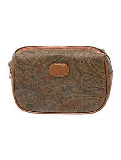 Pre-owned Valentino Garavani Leather Pouch In Brown