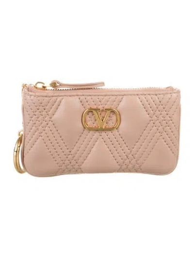 Pre-owned Valentino Garavani Leather Pouch W/ Tags In Pink
