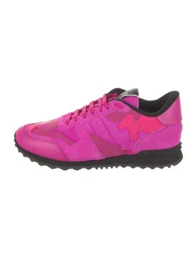 Pre-owned Valentino Garavani Leather Printed Athletic Sneakers W/ Tags In Pink