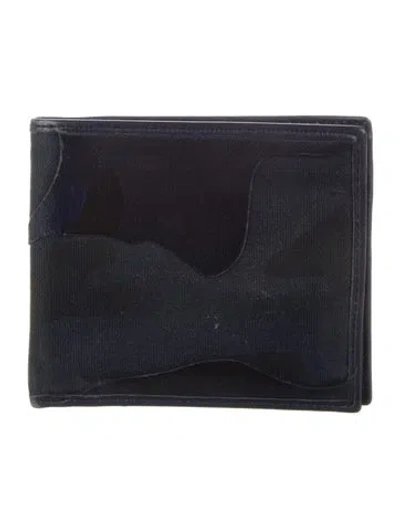 Pre-owned Valentino Garavani Leather Printed Bifold Wallet In Blue