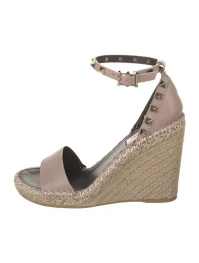 Pre-owned Valentino Garavani Leather Printed Espadrilles In Neutral