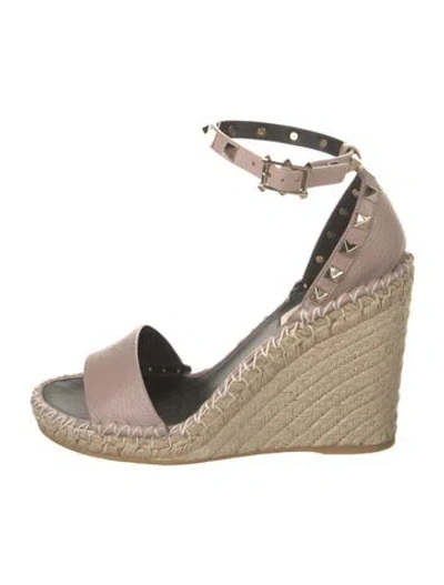 Pre-owned Valentino Garavani Leather Printed Espadrilles In Neutral