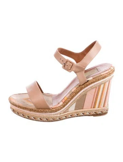 Pre-owned Valentino Garavani Leather Printed Espadrilles In Neutral