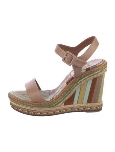 Pre-owned Valentino Garavani Leather Printed Espadrilles In Neutral