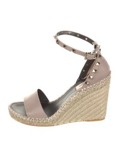 Pre-owned Valentino Garavani Leather Printed Espadrilles In Pink