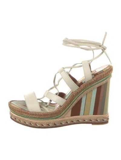 Pre-owned Valentino Garavani Leather Printed Espadrilles In White