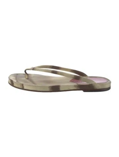 Pre-owned Valentino Garavani Leather Printed Flip Flops In Neutrals
