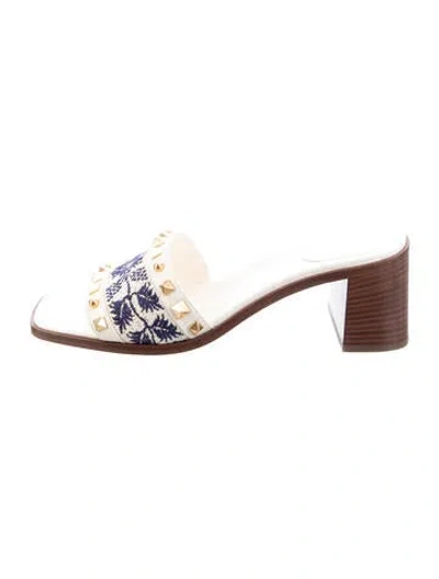 Pre-owned Valentino Garavani Leather Printed Slides In Brown