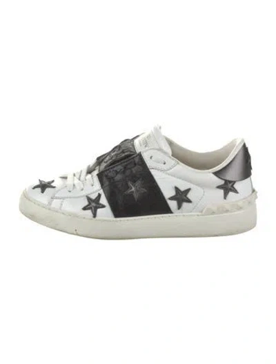 Pre-owned Valentino Garavani Leather Printed Sneakers In Multi