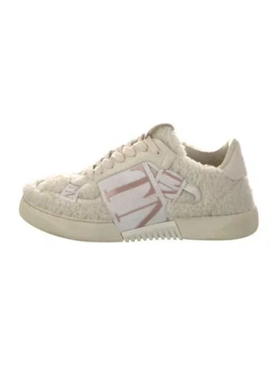 Pre-owned Valentino Garavani Leather Printed Sneakers In Neutral