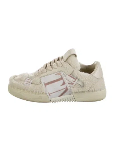 Pre-owned Valentino Garavani Leather Printed Sneakers In Neutral