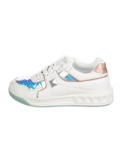 Pre-owned Valentino Garavani Leather Printed Sneakers W/ Tags In White