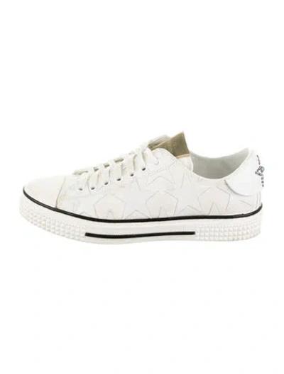 Pre-owned Valentino Garavani Leather Printed Sneakers In White