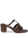 Valentino Leather Heeled Mules In Braun