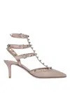 Valentino Garavani Rockstud Patent Leather Slingback Pumps In Nude & Neutrals