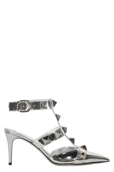 Valentino Garavani Leather Pumps In Silver