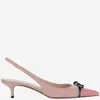 Valentino Women's Destal Nude Shoe Pink Toe With Black Bow In Pink