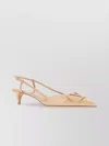 Valentino Garavani Beige Slingback Pumps With Vlogo Plaque And Low Stiletto Heel In Leather Woman In Neutral