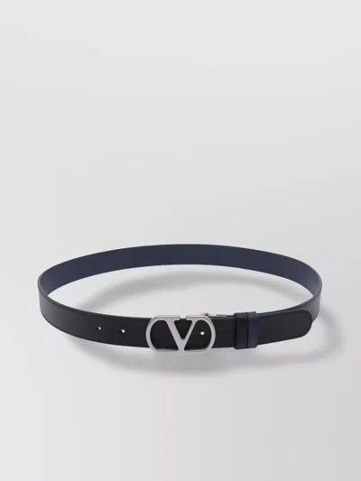 Valentino Garavani Leather Reversible Belt Golden Logo
