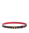 Valentino Designer Leather Belt Reversible Adjustable Length In Black