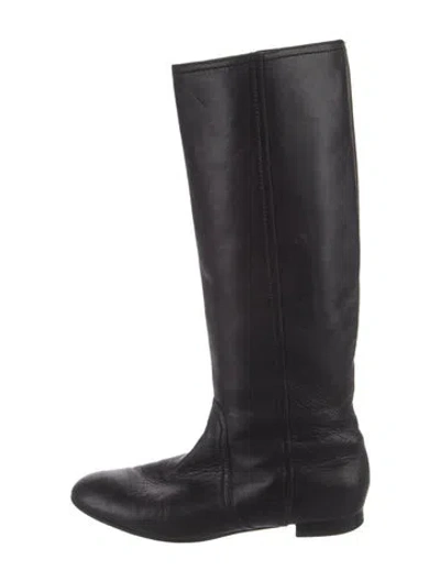 Pre-owned Valentino Garavani Leather Riding Boots In Black
