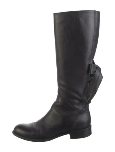 Pre-owned Valentino Garavani Leather Riding Boots In Black