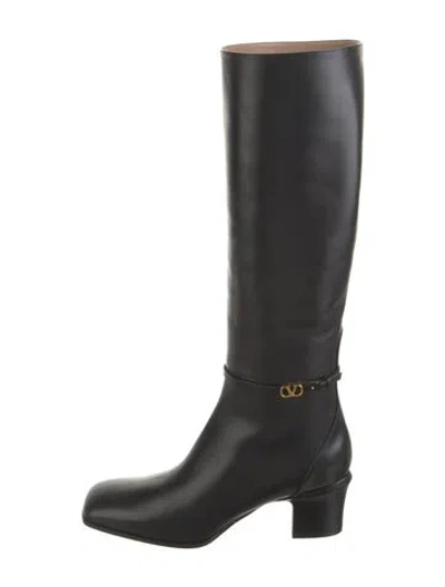 Pre-owned Valentino Garavani Leather Riding Boots In Black