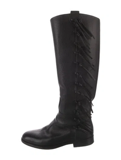 Pre-owned Valentino Garavani Leather Riding Boots In Black