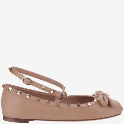 VALENTINO GARAVANI LEATHER ROCKSTUD BALLERINAS