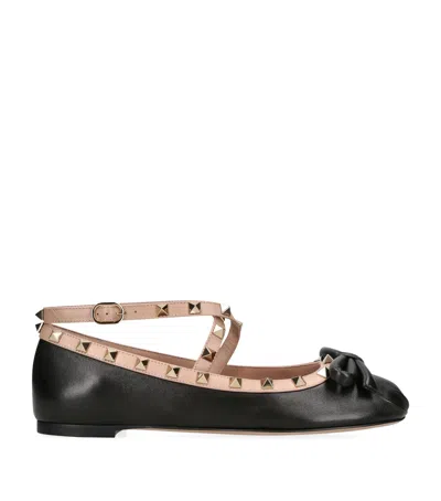 Valentino Garavani Rockstud Leather Flats In Black