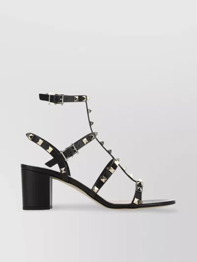 Valentino Garavani Leather Rockstud Block Heel Sandals