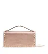 Valentino Leather Rockstud Chain Wallet In Brown